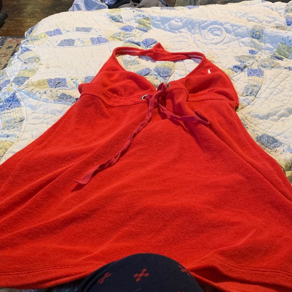 Red Halter Tie-Front Tank Top Dress